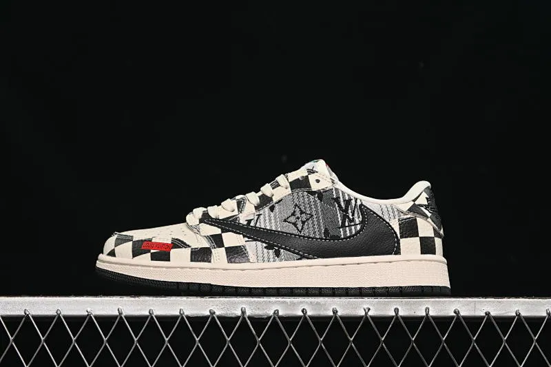 All categories Air Jordan Jordan series basketball shoes Air Jordan 1 Low High-end customized low-top sneakers Travis Scott x Fragment Design x Air Jordan 1 Low OG SP AJ1 Joe 1 LV joint black and white checkered denim low-top cultural casual sneakers LD2028-047